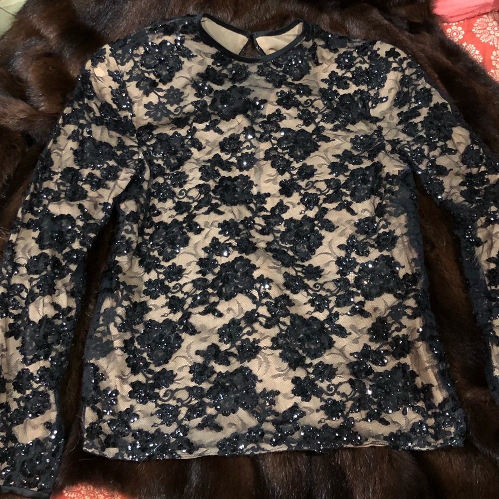 Black lace/sequin shirt